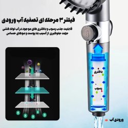 سردوش حمام 4 حالته سیلیکونی افزایش فشار آب